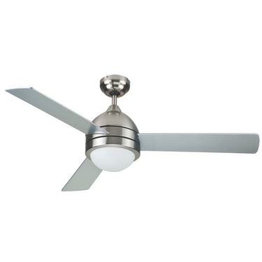 Satin Nickel with Silver Blades and White Glass